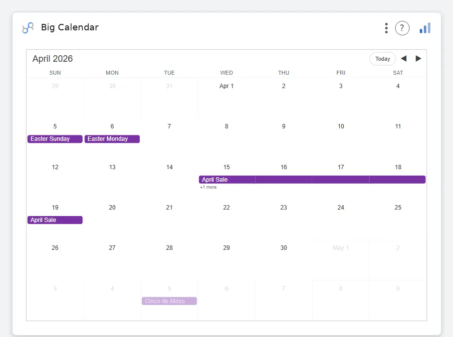 Big Calendar — Data Studio screenshot