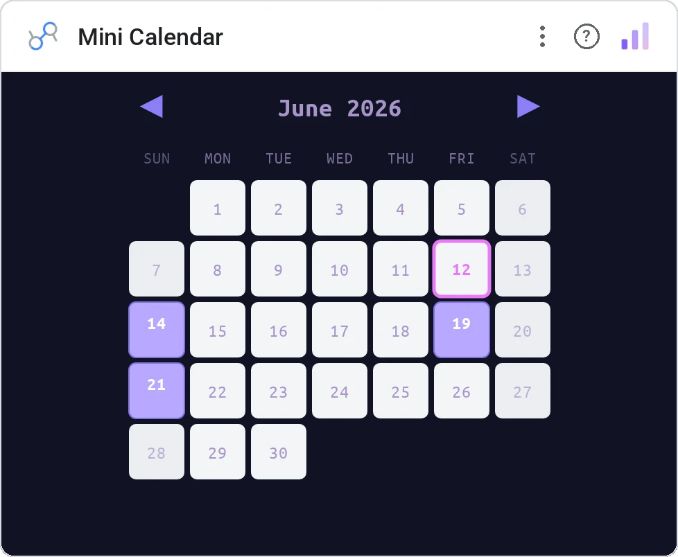 Mini Calendar in a Data Studio report
